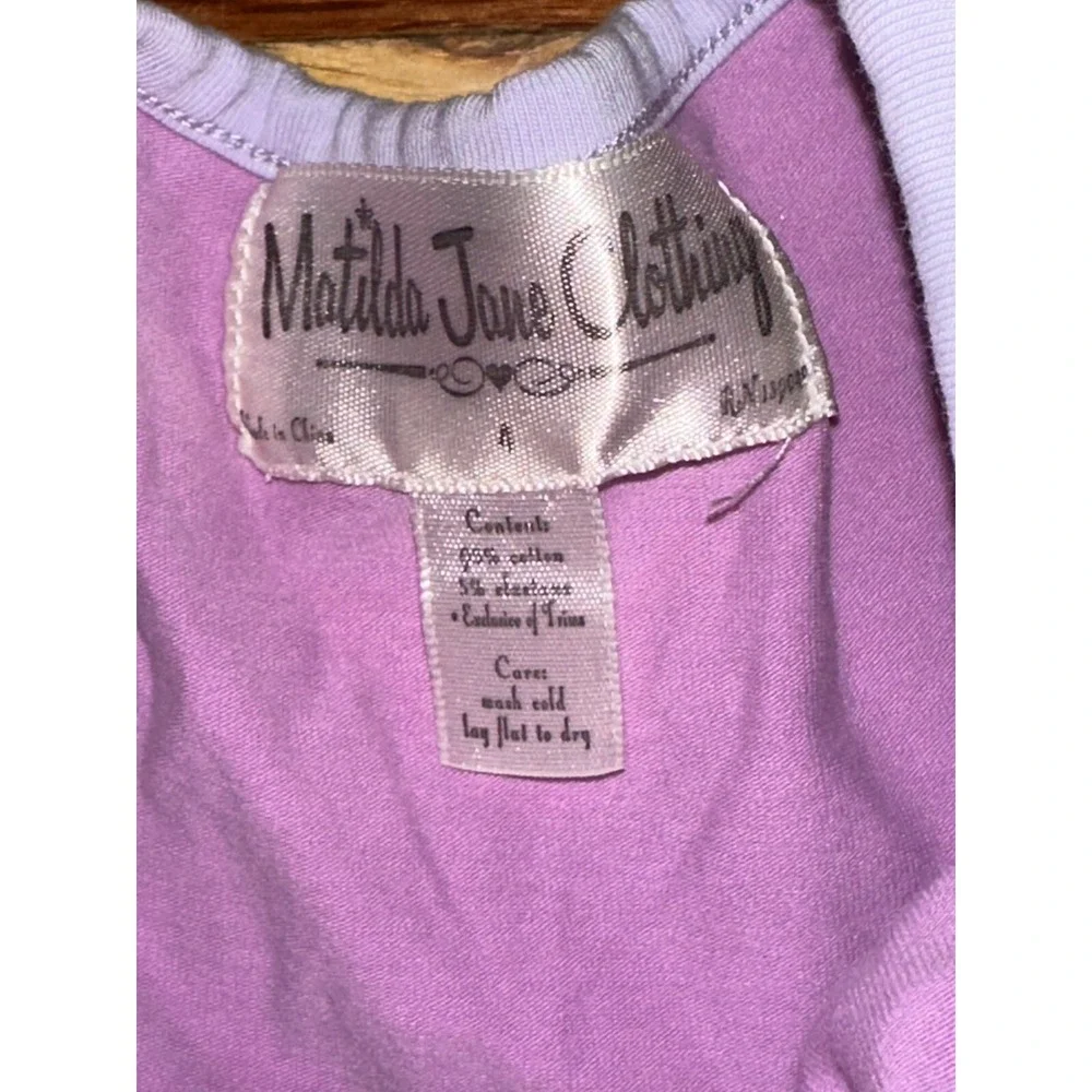 Matilda Jane The Pier Dress Good Hart Girls Size 4 Purple Buttons‎ Tie Front